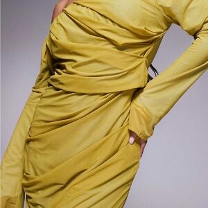 ASOS Long Sleeve Dress in Mustard Yellow